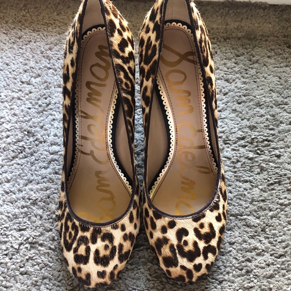 Sam Edelman Stillson Leopard Calf-Hair Block Heel